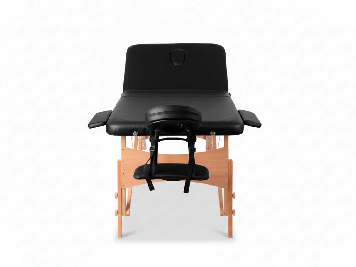 3-Fold Portable Wooden Massage Table - Black