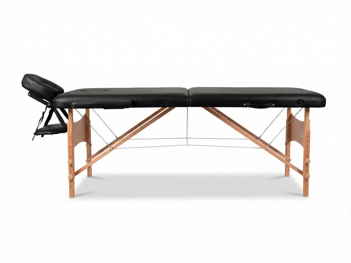 3-Fold Portable Wooden Massage Table - Black