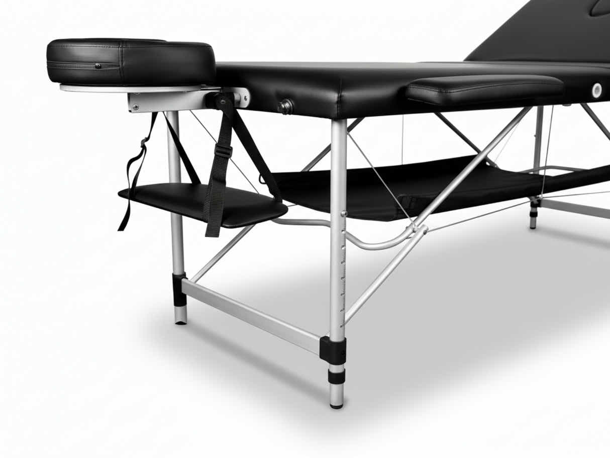 3-Fold Portable Aluminum Massage Table - Black
