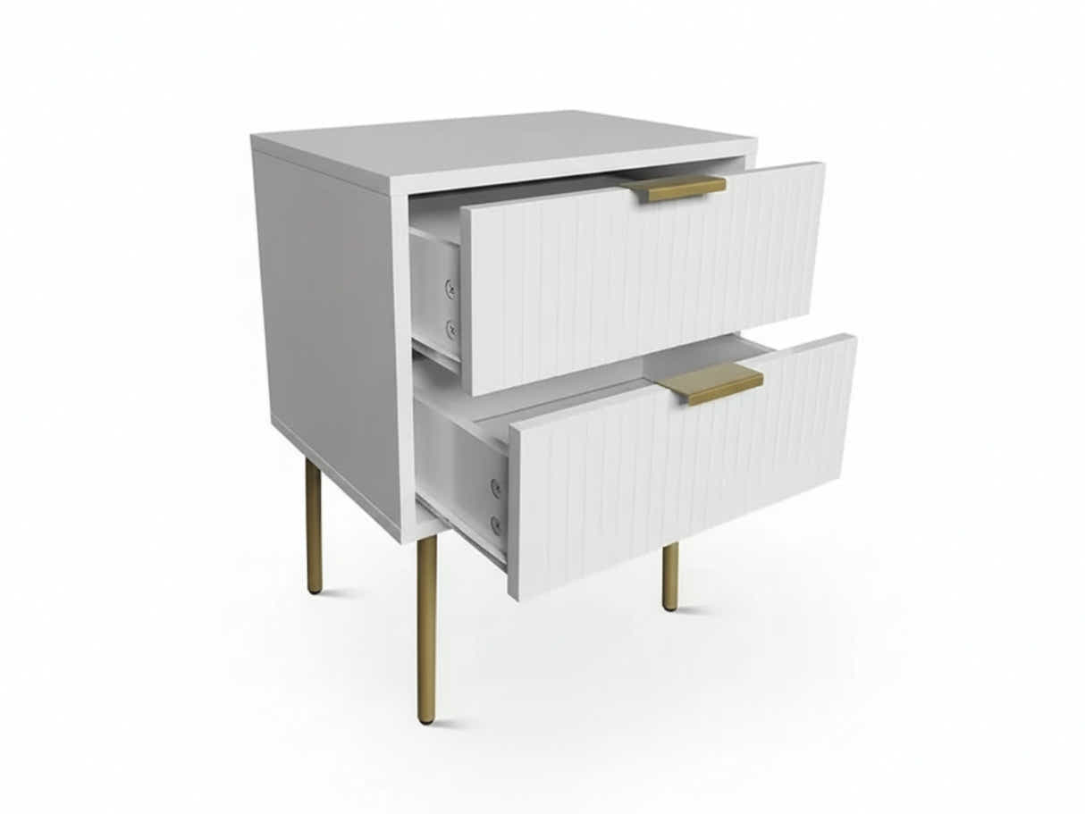 2-Drawer Bedside Table White