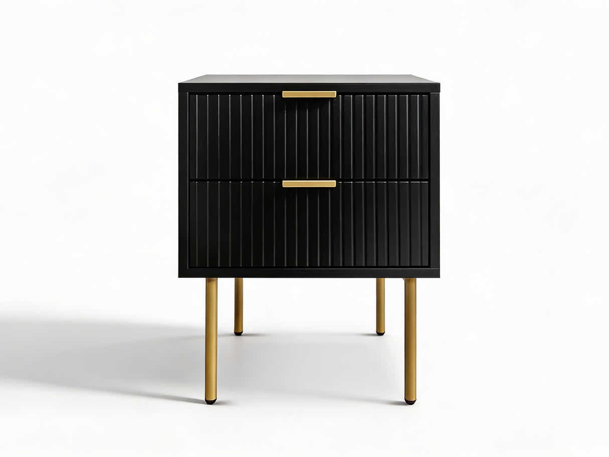 2-Drawer Bedside Table Black