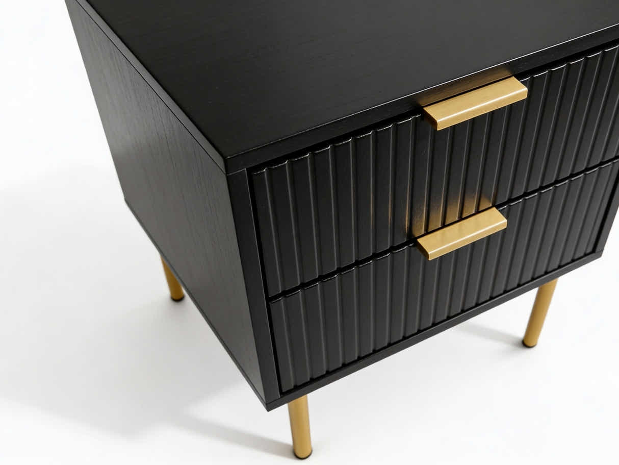 2-Drawer Bedside Table Black