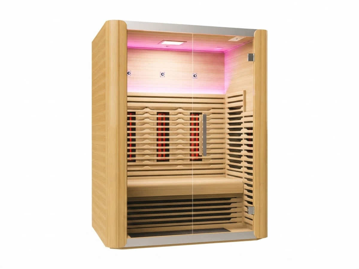 3 Person Low EMF Far Infrared With Red Light Tube Full spectrum Sauna