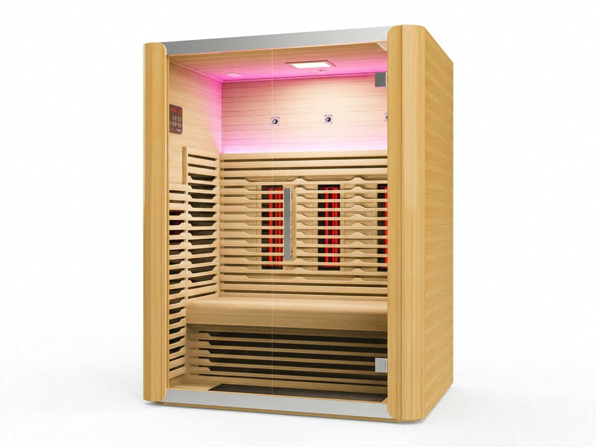 3 Person Low EMF Far Infrared With Red Light Tube Full spectrum Sauna
