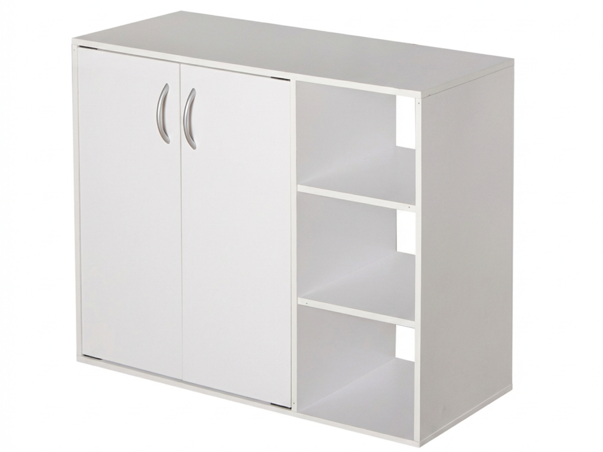 DS Okura 2-Door Shoe Cabinet with Shelf - White