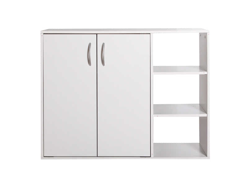 Okura 2-Door Shoe Cabinet with Shelf - White