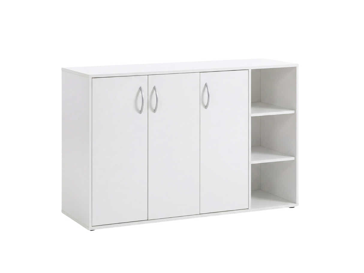 Okura 3-Door Shoe Cabinet with Shelf - White