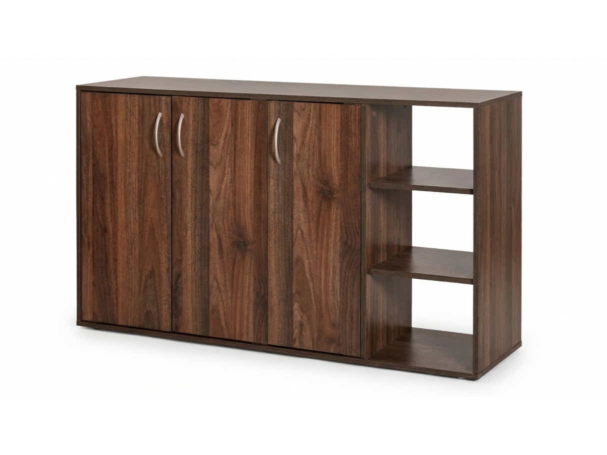 Okura 3-Door Shoe Cabinet with Shelf - Walnut