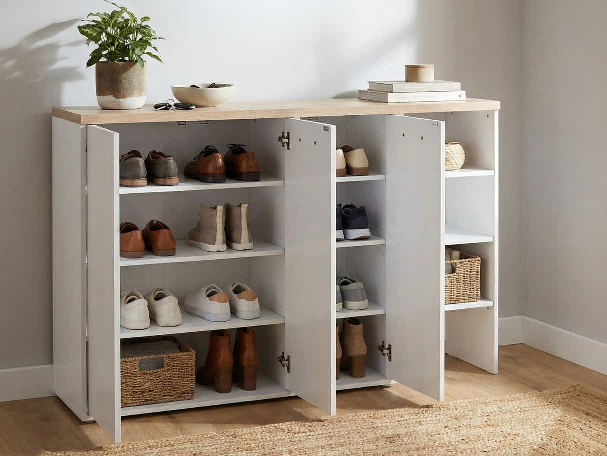 Orewa 3-Door Shoe Cabinet with Open Shelf