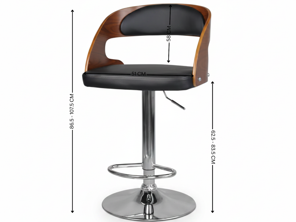 Swivel Bar Stool with Black Leather