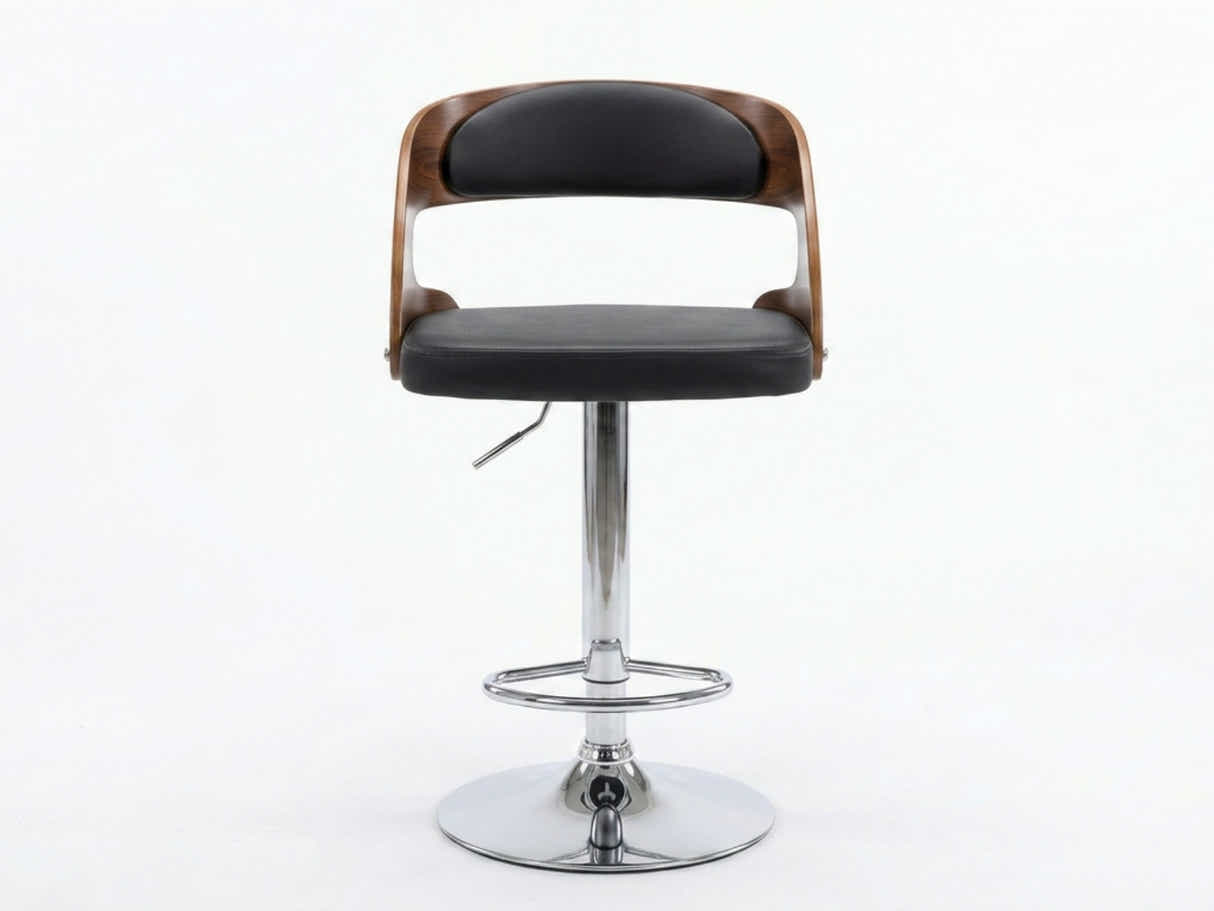 Swivel Bar Stool with Black Leather