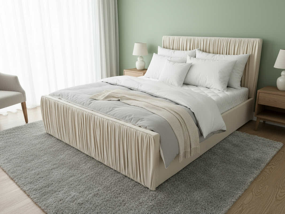 Blaine Velvet Bed Frame Beige - Double