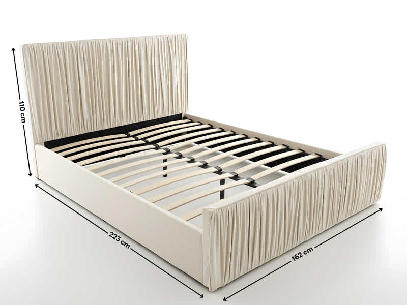 Blaine Velvet Bed Frame Beige & Bon21 Mattress - Queen