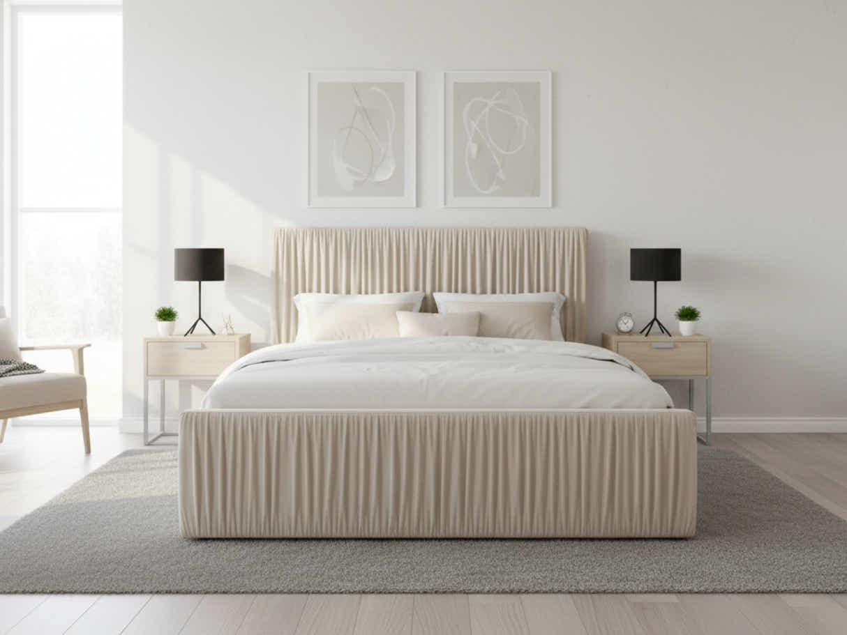 Blaine Velvet Bed Frame Beige - Queen