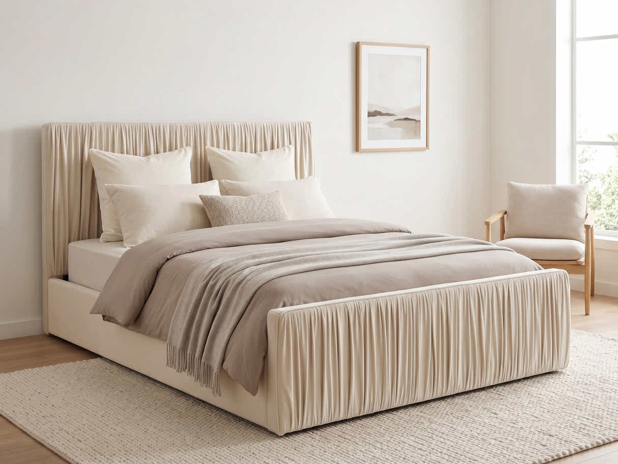 Blaine Velvet Bed Frame Beige - Queen