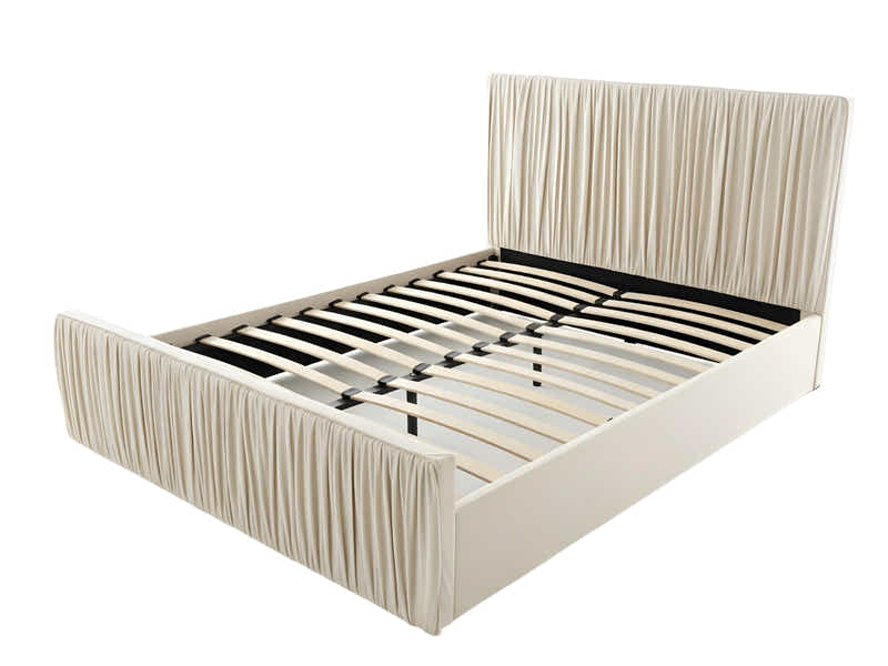 Blaine Velvet Bed Frame Beige & Bon21 Mattress - Queen