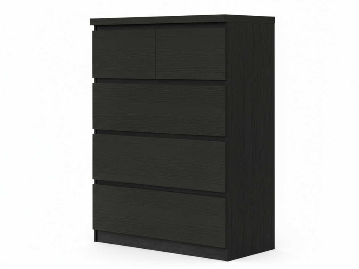 Tiko 5-Drawer Tallboy - Black Oak