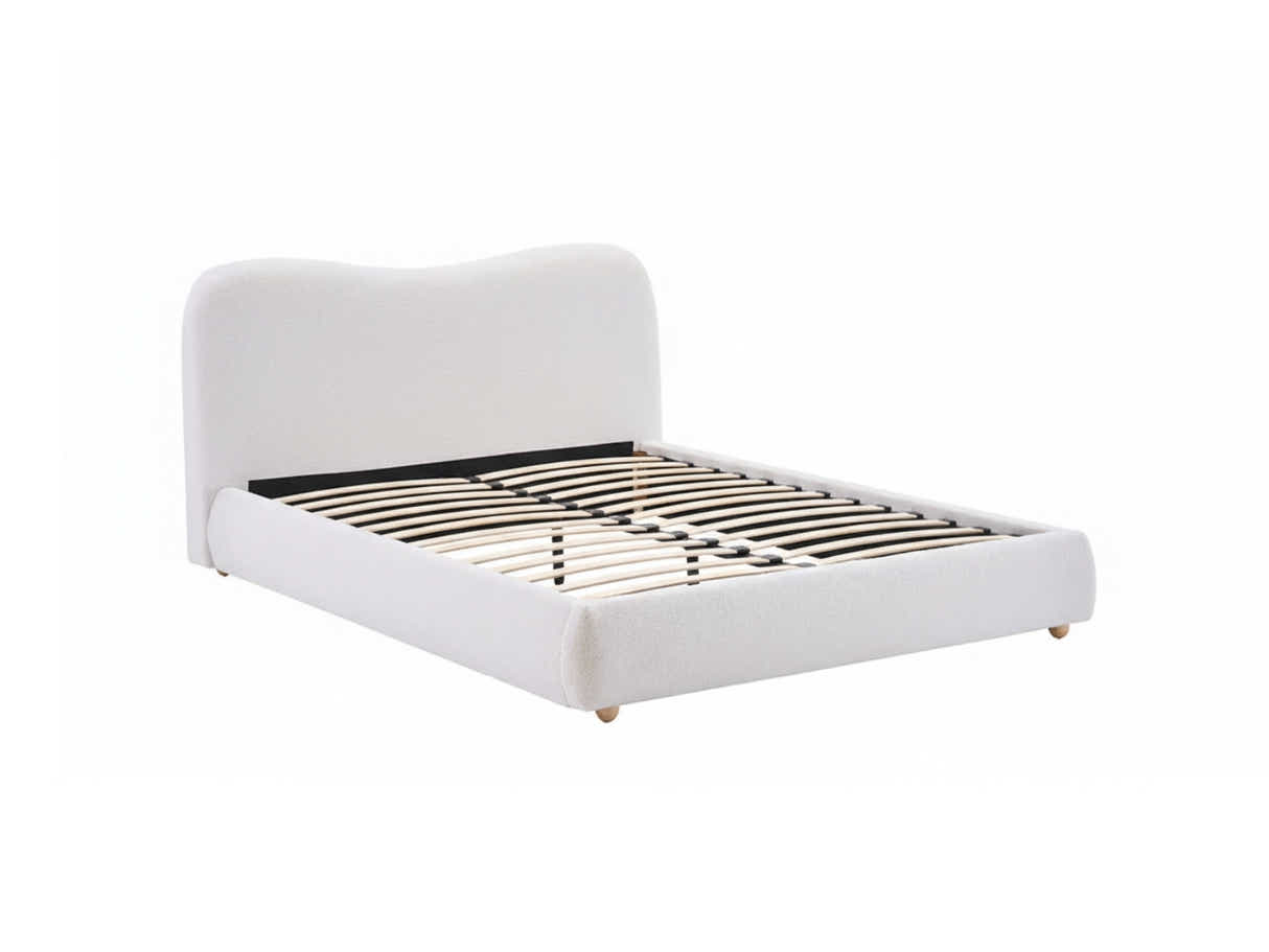 Chelsy Boucle Bed Frame Beige - Queen