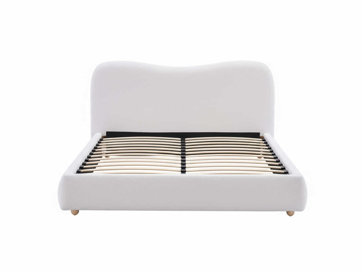 Chelsy Boucle Bed Frame Beige - Queen