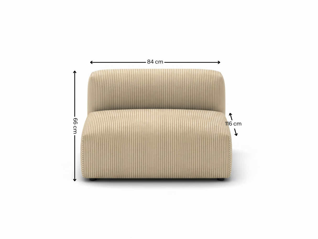 Corduroy Modular Armless Seater - Beige