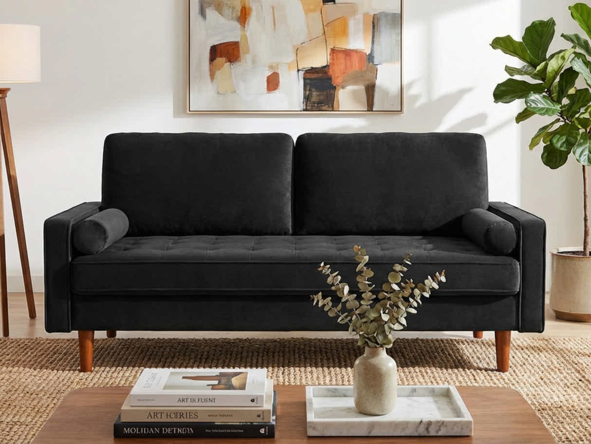 Gyllene 2-Seater Velvet Sofa - Black