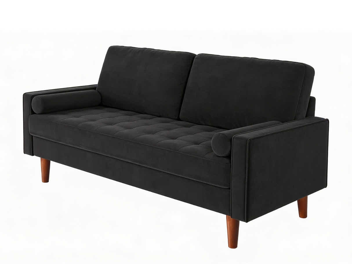 Gyllene 3-Seater Velvet Sofa - Black