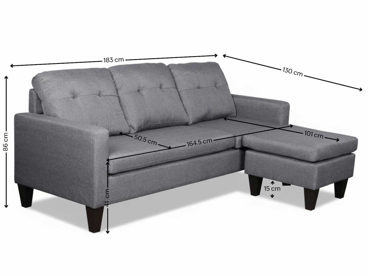 Northland Linen Sofa With Ottoman - Grey