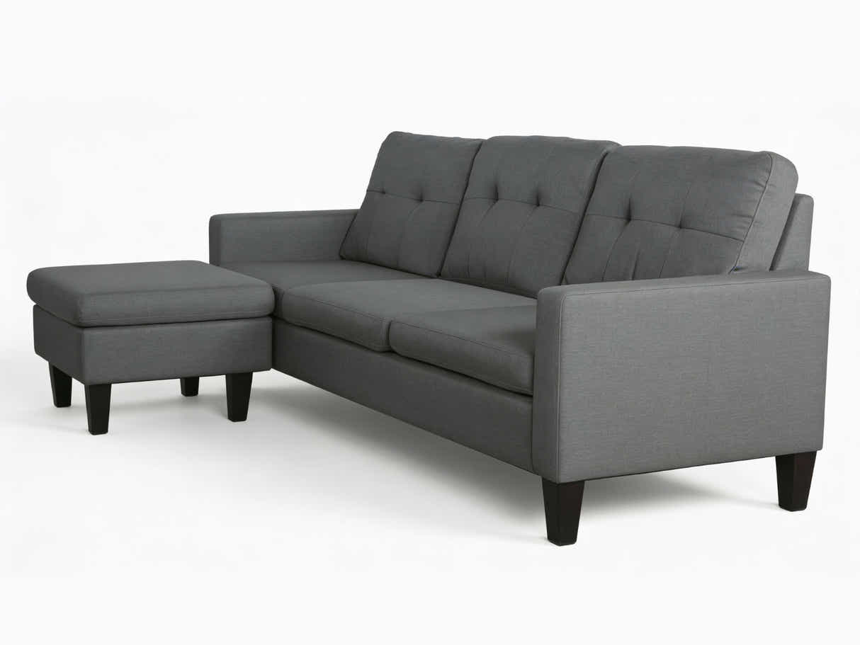 Northland Linen Sofa With Ottoman - Grey