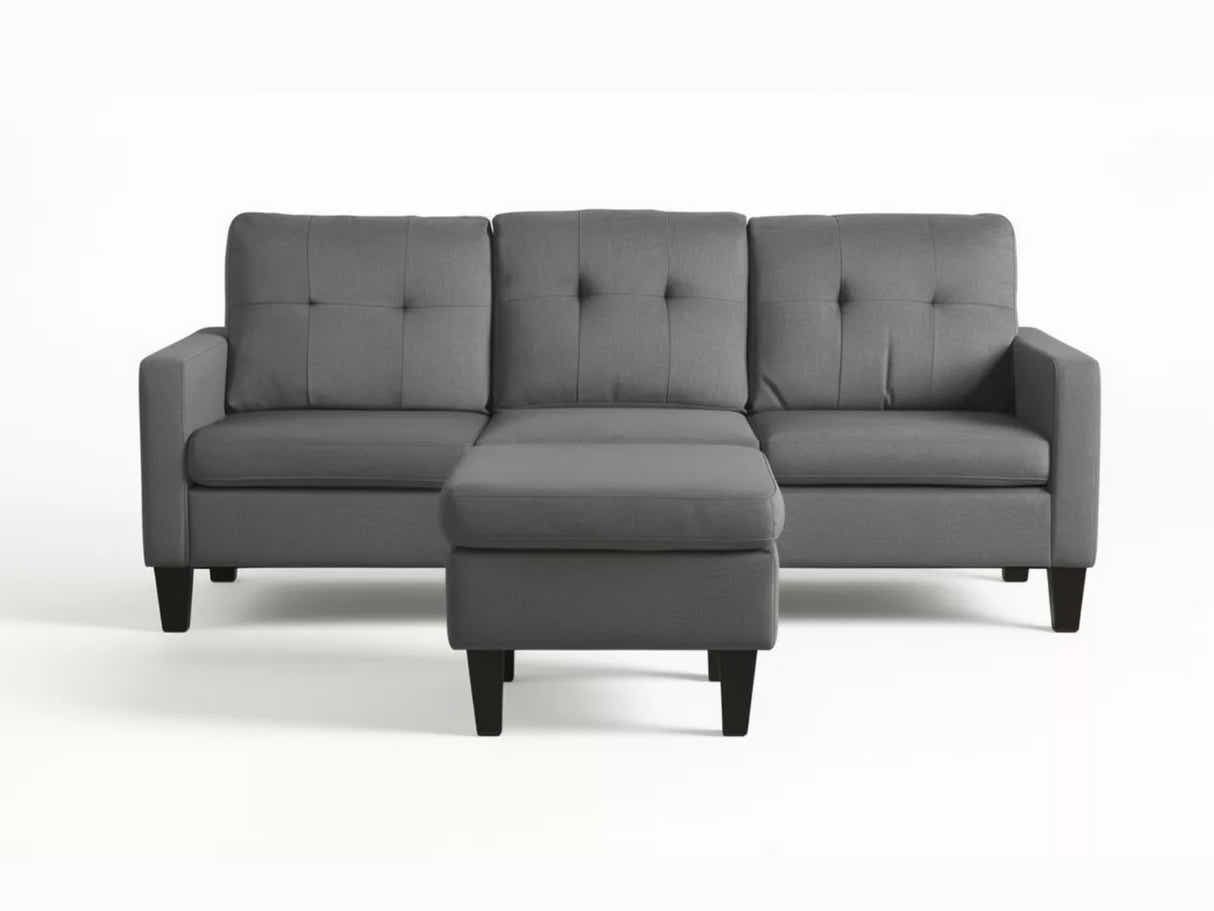 Northland Linen Sofa With Ottoman - Grey