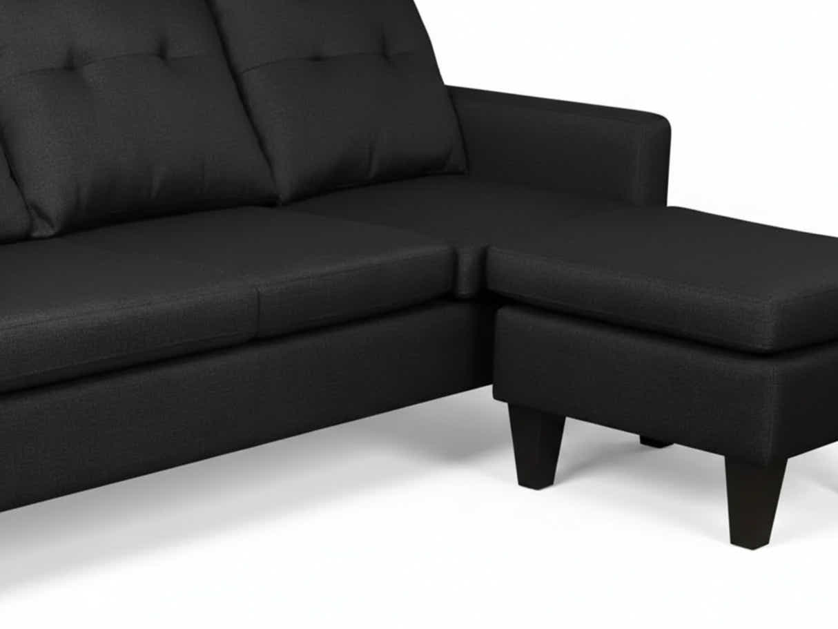 Northland Linen Sofa With Ottoman - Black