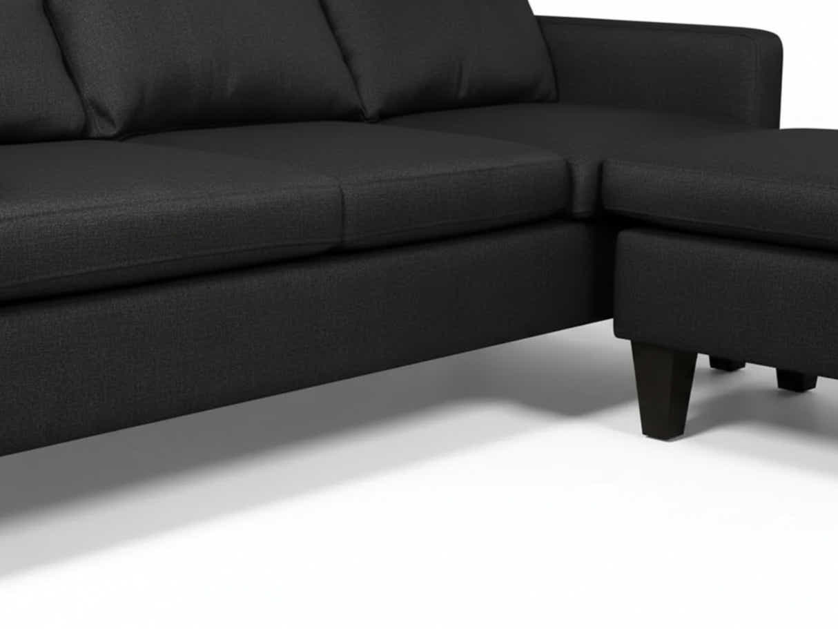 Northland Linen Sofa With Ottoman - Black