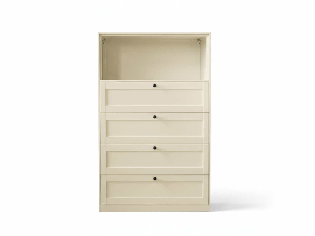 Lonna Steel 4-Drawer Tallboy with Shelf - Butter Cream