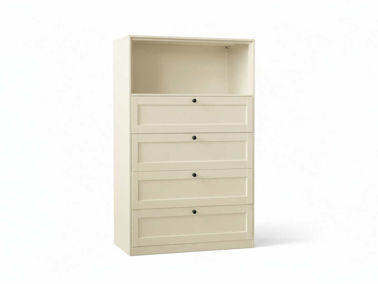 Lonna Steel 4-Drawer Tallboy with Shelf - Butter Cream