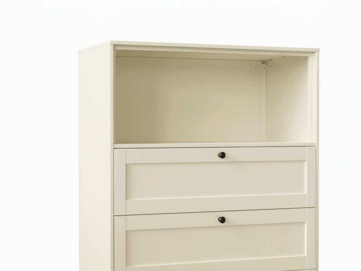 Lonna Steel 4-Drawer Tallboy with Shelf - Butter Cream