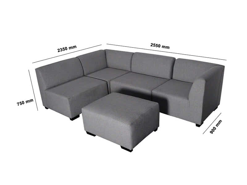 DS NZ Made Andy Corner Sofa with Ottoman - Vish Grey