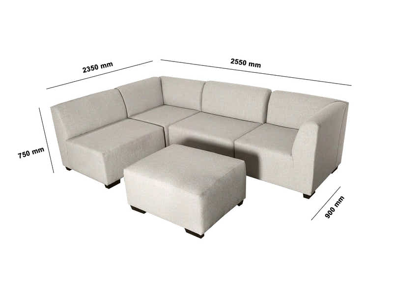 DS NZ Made Andy Corner Sofa with Ottoman - Kido Marble