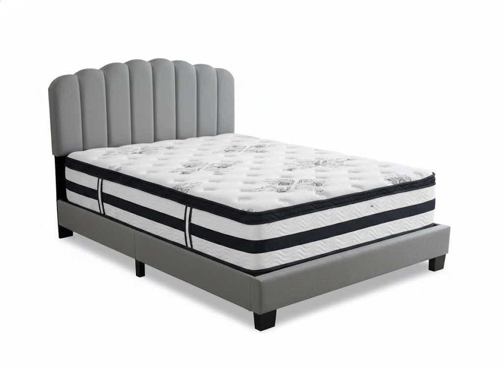 Innogen Bed Frame Grey & Euro Top Mattress K34 - Double