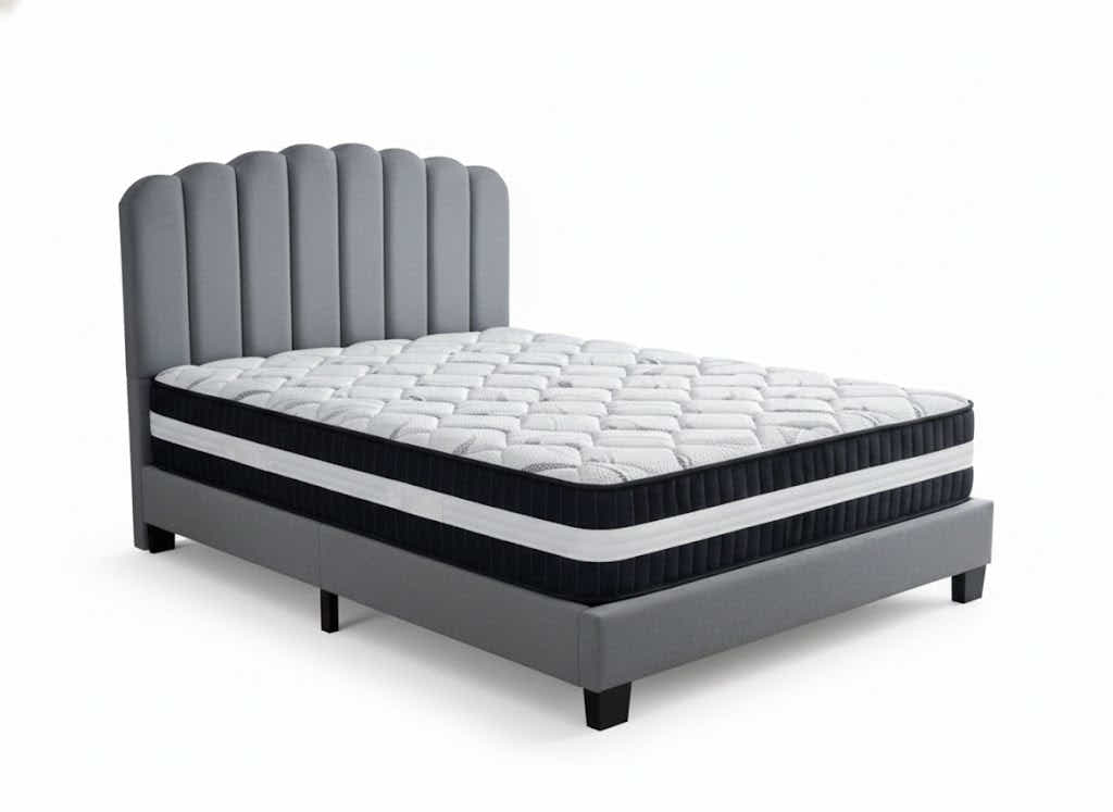 Innogen Bed Frame Grey & Euro Top Mattress L30 - Double