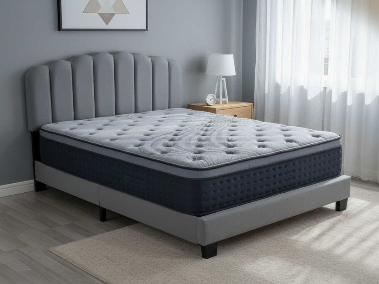 Innogen Bed Frame Grey & Euro Top Mattress B34 - Double