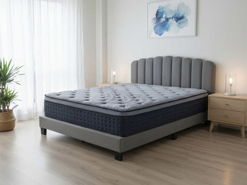 Innogen Bed Frame Grey & Euro Top Mattress B34 - Queen (Combo)