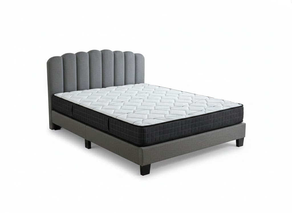 Innogen Bed Frame Grey & Xclusive Pocket Spring Mattress X20 - Queen