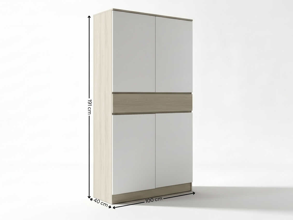 Teasel 4-Door Tall Shoe Cabinet with Drawer