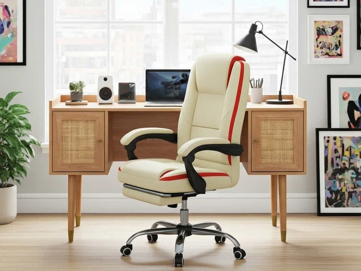 Naturlig Writing Desk & Siena Executive Office Chair PU Beige