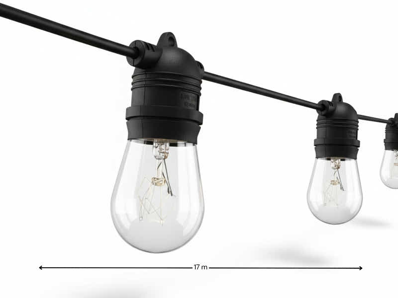 Fixed Socket Festoon Lights with Tungsten Bulbs - 17 m