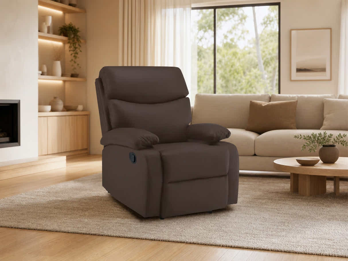 Giselle PU Leather Recliner Chair - Brown