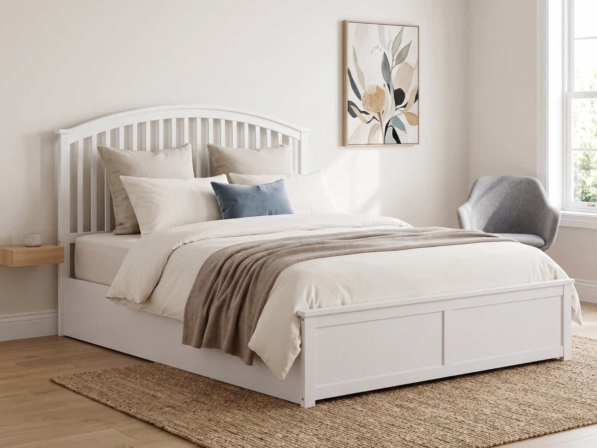 Harrogate Storage Bed Frame White - Queen