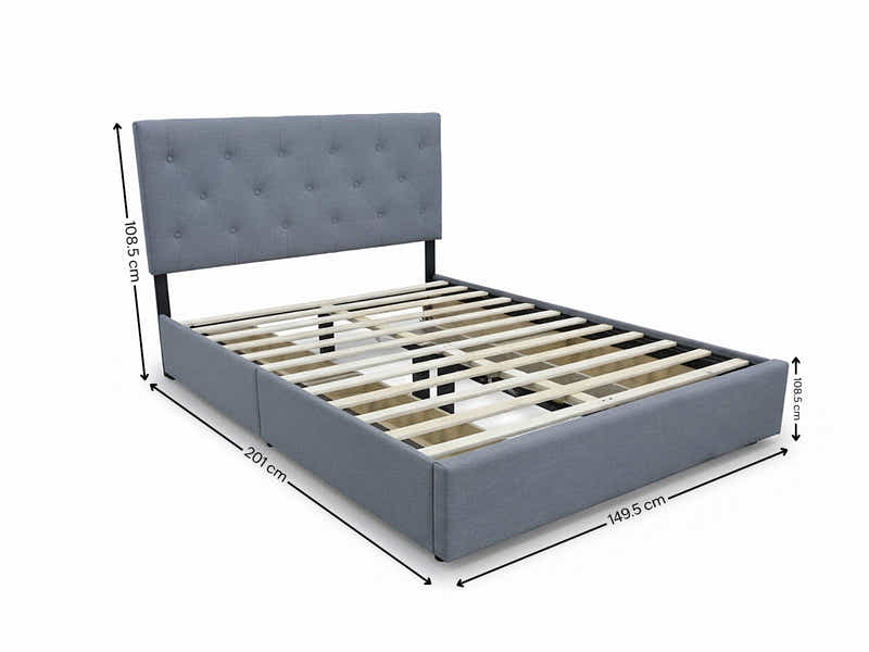 Cleva Bed Frame with Drawers - Double