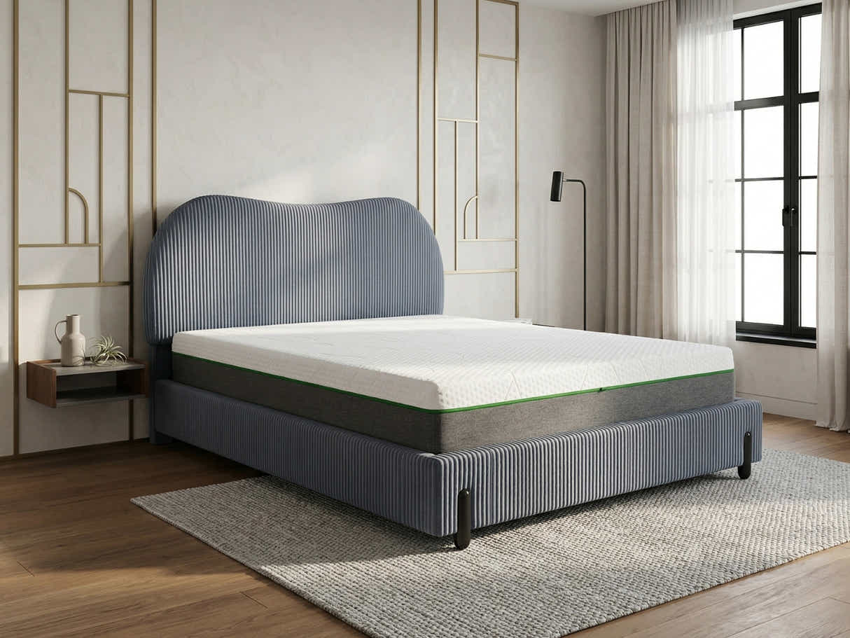 Arna Bed Frame Grey & 3 Way Mattress - Queen