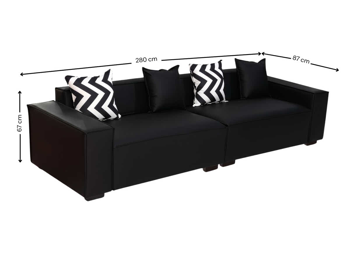 Loretta PU Leather Sofa - Black