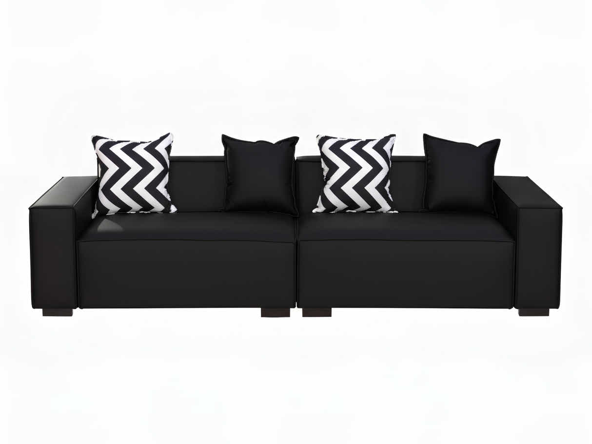 Loretta PU Leather Sofa - Black